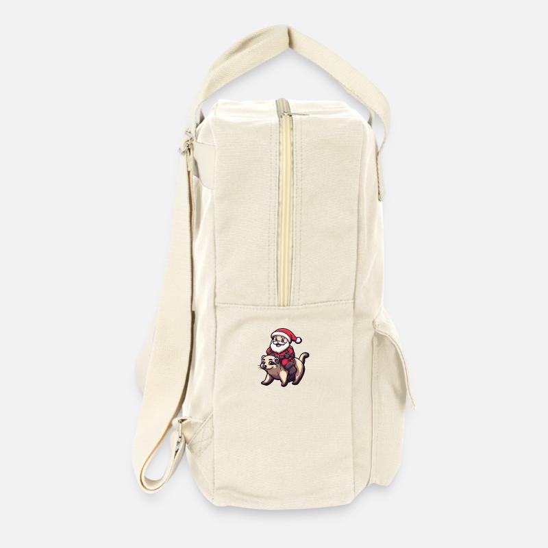 Erdmännchen Weihnachtsmann Cartoon - Retro Rucksack - Naturweiß