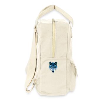 Low Polygon Wolf in Blau und Weiß - Retro Rucksack - Naturweiß - Rechts