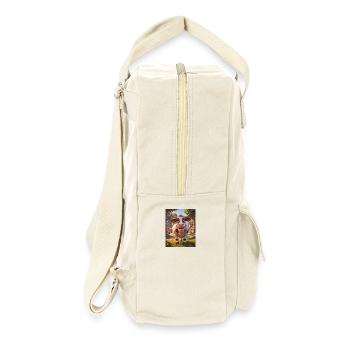 super cute animals on a farm – bull - Retro Backpack - natural - Right