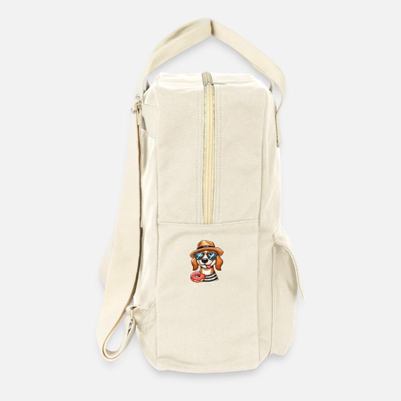 Chien avec un beignet - Sac à dos rétro - blanc naturel
