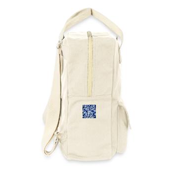 Blue Cherry Blossom Pattern - Sakura - Retro Backpack - natural - Right