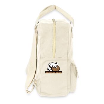 Pferd hinter Zaun versteckt Holz Mauer Stalltür - Retro Rucksack - Naturweiß - Rechts