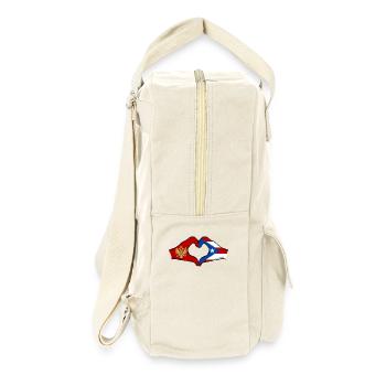Montenegro Costa Rica Flagge Hände Herzform - Retro Rucksack - Naturweiß - Rechts