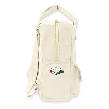 Japan Wales flag hands heart shape used - Retro Backpack - natural - Right