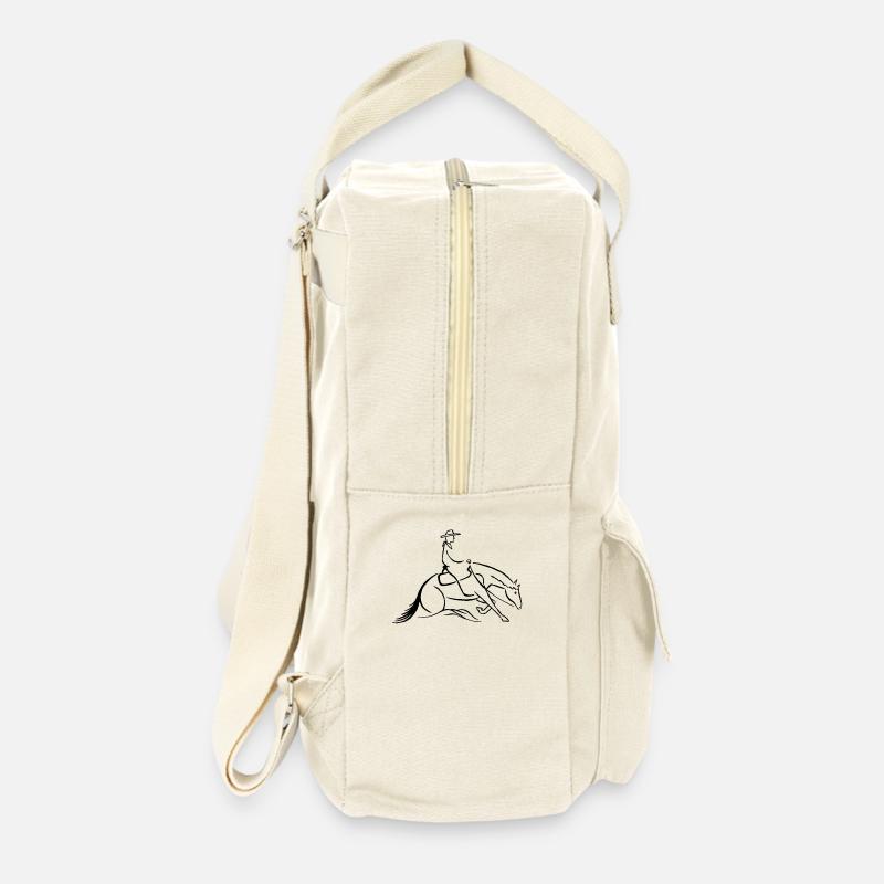 Westernreiter Slidingstop schwarz - Retro Rucksack - Naturweiß
