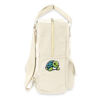 Grüne Landschildkröte - Retro Rucksack - Naturweiß - Rechts