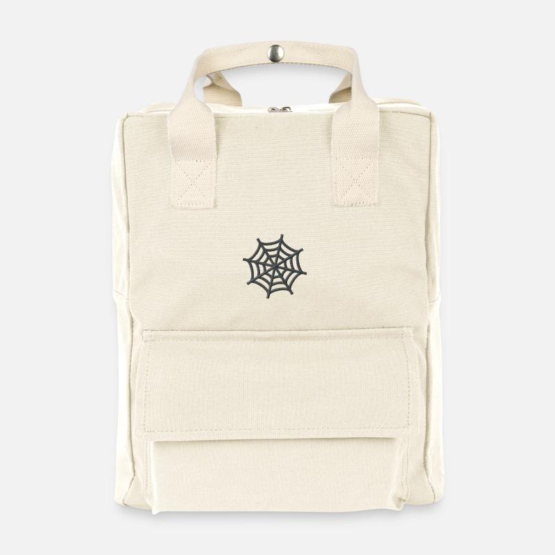 Embroidered spider web - Retro Backpack - natural