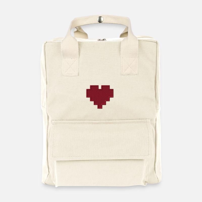 Heart embroidered - Retro Backpack - natural