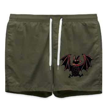 Flitzende Fledermaus - Badeshorts - Olive - Vorne - AI Model Male 185 light (185cm)