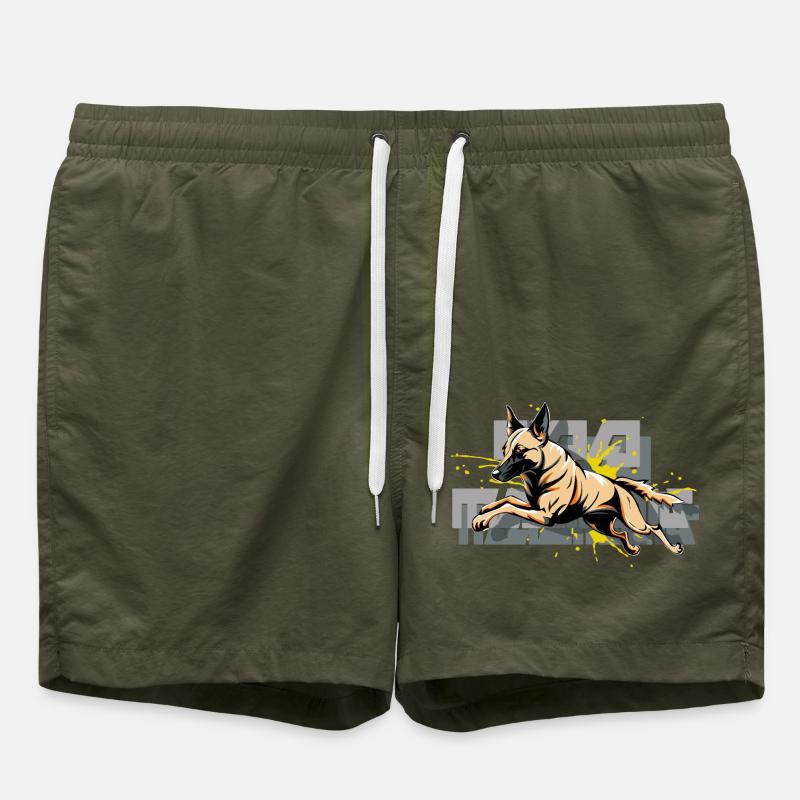 Malinois Hund Springen - Badeshorts - Olive