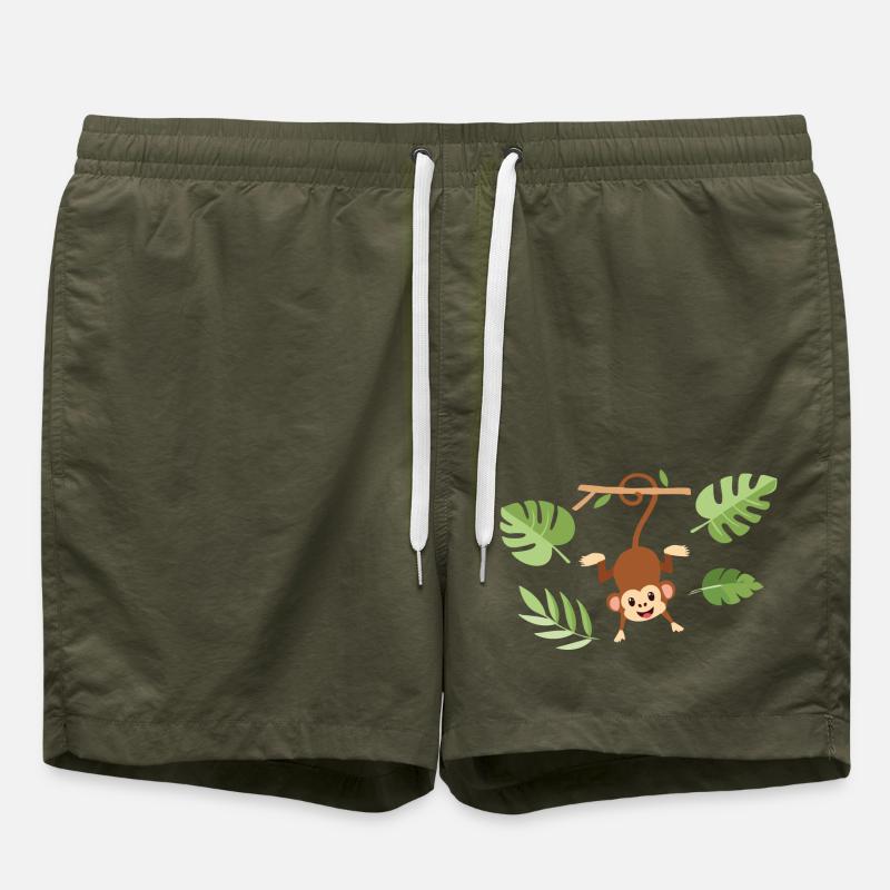 Monkey on the branch - Swim Trunks - olive
