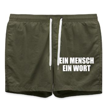 ein mensch ein wort - Badeshorts - Olive - Vorne