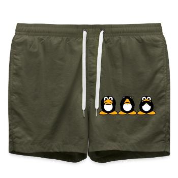 Three wise penguins don't hear anything say team - Swim Trunks - olive - Front
