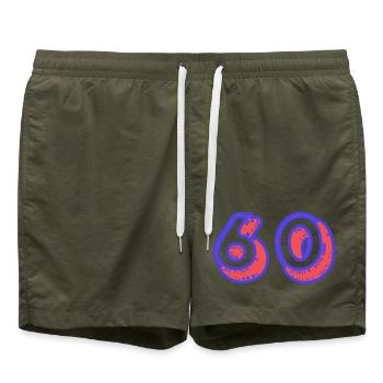 60. 60 ANS. 60e ANNIVERSAIRE. ANNIVERSAIRE 60 ANS. - Short de bain - vert olive - Devant