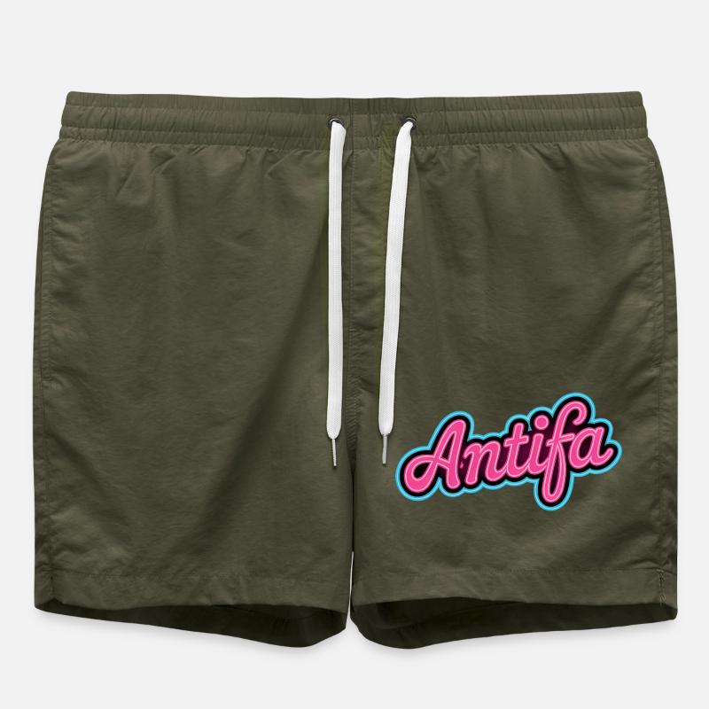 Antifa - Antifascist Merch - Swim Trunks - olive