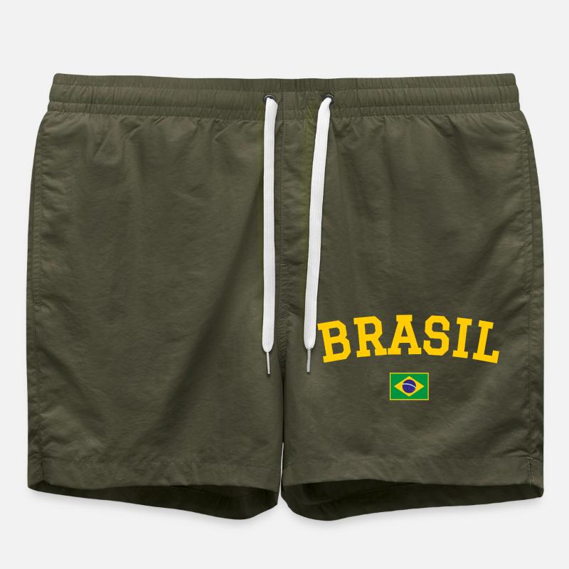 Drapeau du Brésil jaune - Short de bain - vert olive