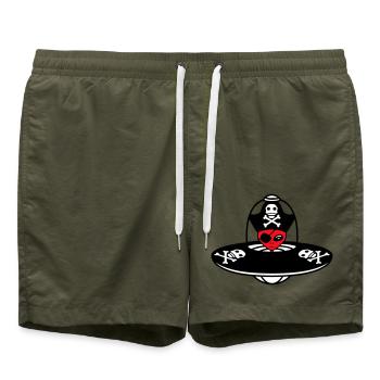 Alien Pirate Ufo Capitaine Cap Drôle Alien - Short de bain - vert olive - Devant