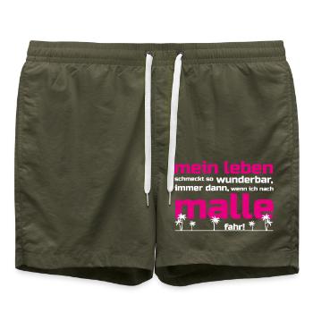 Mein Leben Malle (Schrift pink/weiß) - Badeshorts - Olive - Vorne