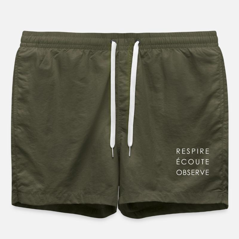 RESPIRE ECOUTE OBSERVE WHITE - Short de bain - vert olive
