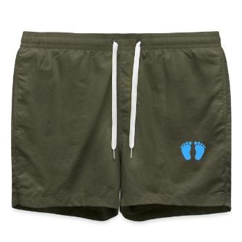 Babyfüße Geburt Schwangerschaft Junge Sohn Blau - Badeshorts - Olive - Vorne - AI Model Male 185 light (185cm)