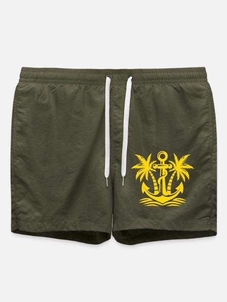 Anker mit Palmen Logo - Badeshorts - Olive