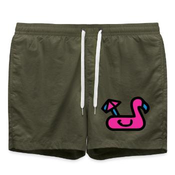 Flamingo Air Mattress Retro - Swim Trunks - olive - Front