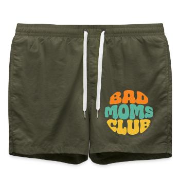 Bad Moms Club Retro Logo Circle - Swim Trunks - olive - Front