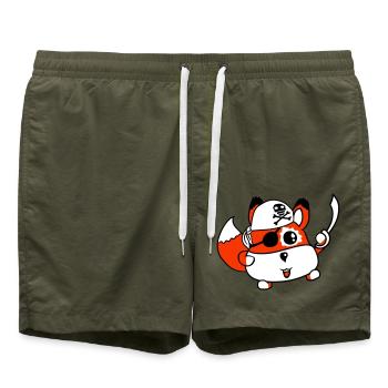 Little Cute Fox Pirate Animal Saber Eye Patch - Swim Trunks - olive - Front