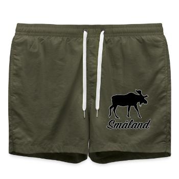 Småland Elch Schweden Region Südschweden Aufkleber - Badeshorts - Olive - Vorne