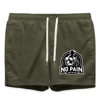 NO PAIN - NO GAİN - FITNESS - MOTIVATION - MOTTO - Swim Trunks - olive - Front