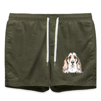 Basset Hound Ludique Adorable Amusant Animal Coloré - Short de bain - vert olive - Devant