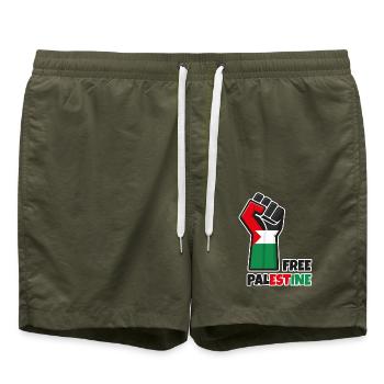 Poing levé avec drapeau palestine. Free Palestine - Short de bain - vert olive - Devant