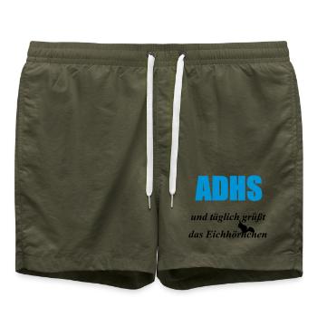 ADHS Eichhörnchen Geschenk - Badeshorts - Olive - Vorne