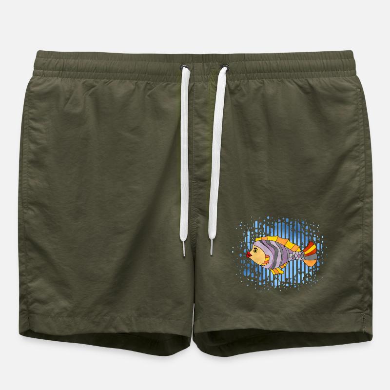 fish - Swim Trunks - olive