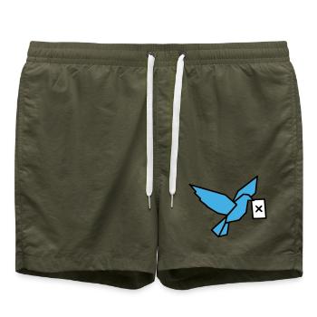 Carrier Pigeon Ballot Bird Multicolored - Swim Trunks - olive - Front