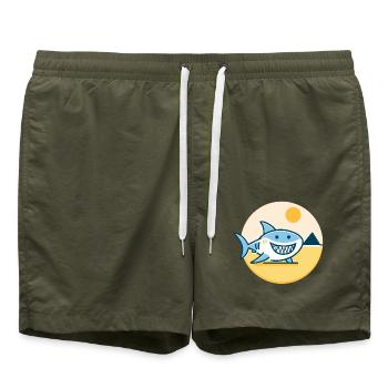 Hai in der Sonne hat gute Laune - Badeshorts - Olive - Vorne