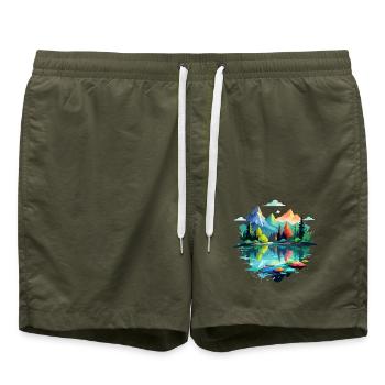Ruhige Landschaft Ruhig Beschauliche Natur Im Freien - Badeshorts - Olive - Vorne