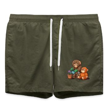 le coup de poing du singe - Jardinage des singes - Short de bain - vert olive - Devant