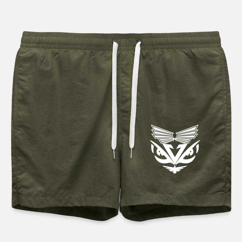 Abstrait Aigles Blanc - Short de bain - vert olive