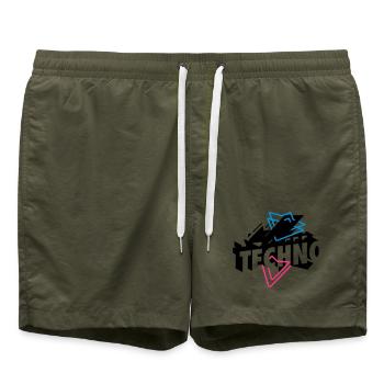 Techno Music - Swim Trunks - olive - Front