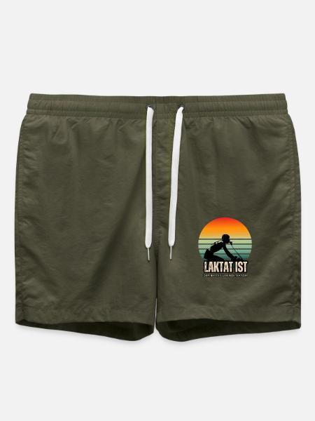 Lustiger Rennrad spruch: Laktat Lügendetektor - Badeshorts - Olive