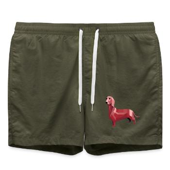 Dachshund low poly red - Swim Trunks - olive - Front
