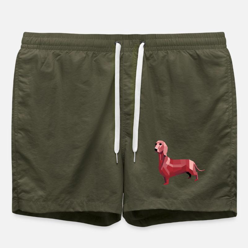 Dachshund low poly red - Swim Trunks - olive