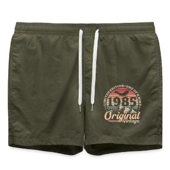 Original 1985 Vintage Retro Birthday Gift - Swim Trunks - olive - Front