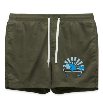 Whale in the Bathtub – Funny Ocean Design - Swim Trunks - olive - Front