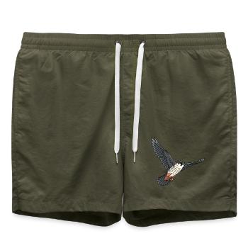 Tree Falcon Bird of Prey - Swim Trunks - olive - Front