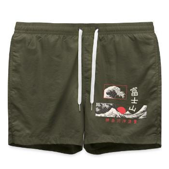 la grosse vague au large de Kanagawa, au Japon - Short de bain - vert olive - Devant