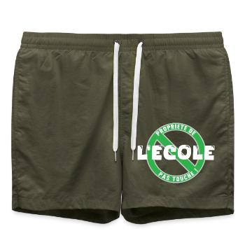 Schulgrundstück, weiß - Badeshorts - Olive - Vorne