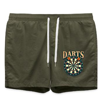 Darts Sport Dartboard Dartscheibe - Badeshorts - Olive - Vorne