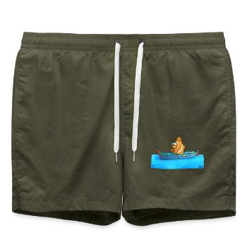 Lustiger Clownfisch - Badeshorts - Olive - Vorne - AI Model Male 185 light (185cm)